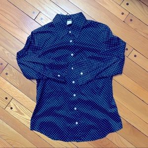 JCrew Navy Dot Button Up Blouse